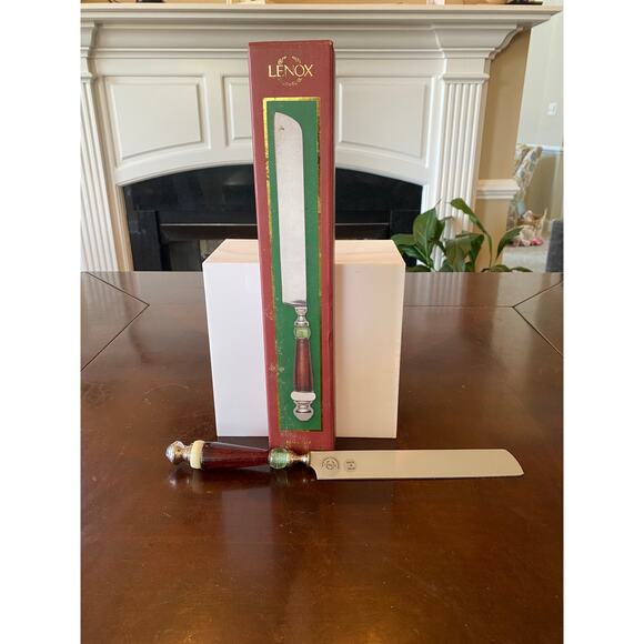 Lenox Holiday Gatherings Glass Beaded Handle Cake Knife Retired 12 Inches NEW - Picture 2 of 6